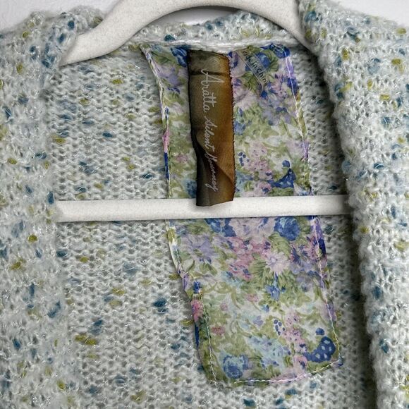 Aratta Silent Journey Open Front Cable Knit Cardigan Size L Large Lace Cuffs - Picture 6 of 16